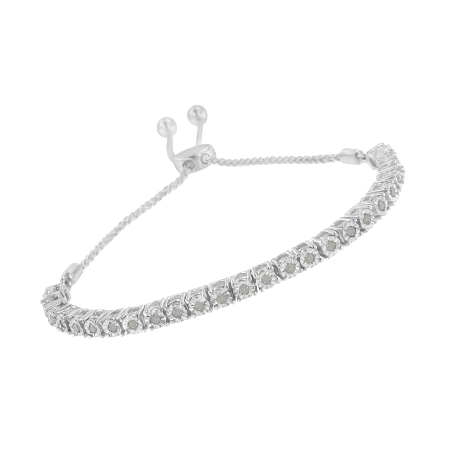 .925 Sterling Silver 1/4 Cttw Miracle-Set Diamond  Bolo Tennis Bracelet