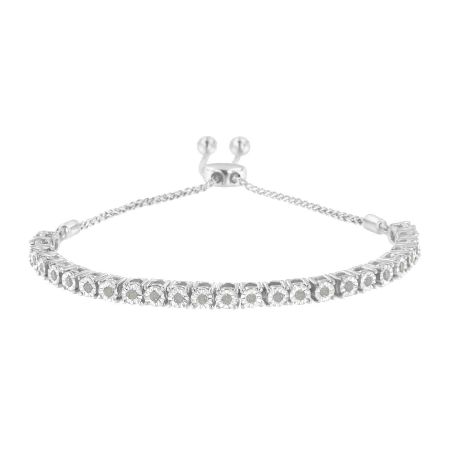 .925 Sterling Silver 1/4 Cttw Miracle-Set Diamond  Bolo Tennis Bracelet