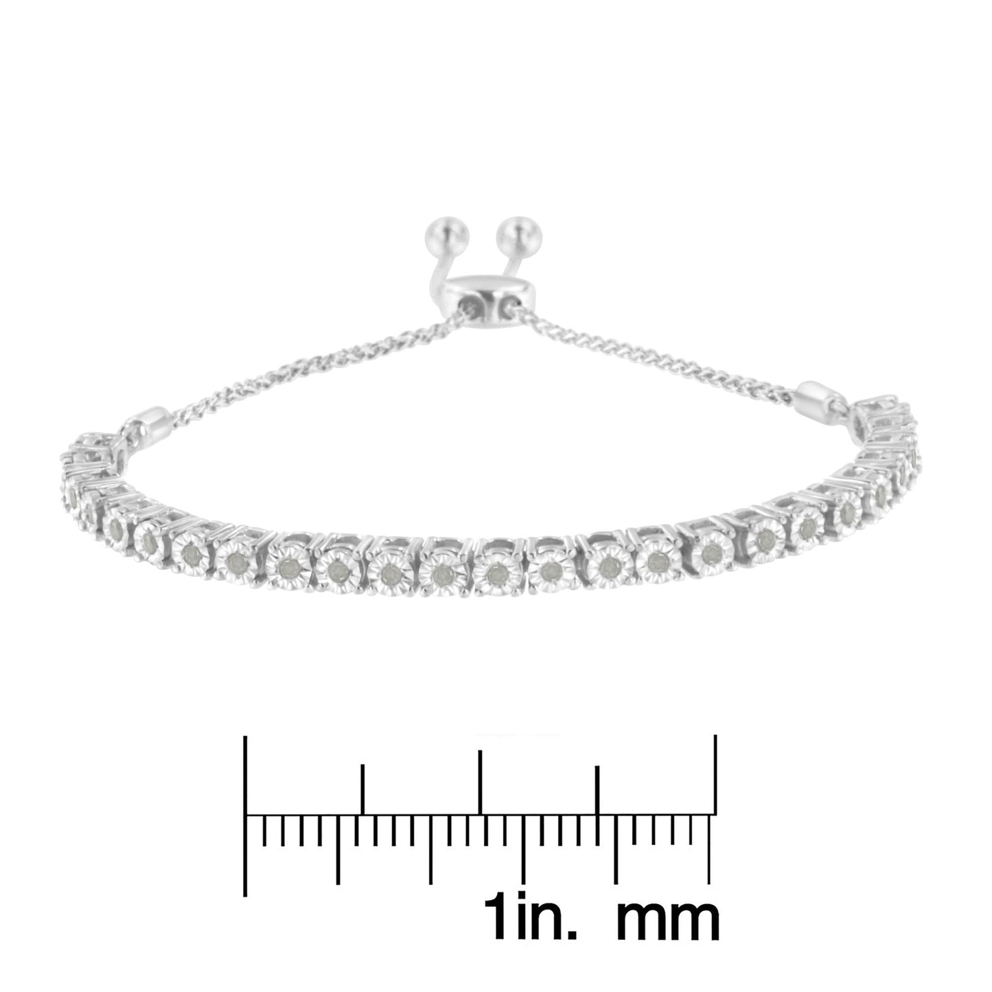 .925 Sterling Silver 1/4 Cttw Miracle-Set Diamond  Bolo Tennis Bracelet